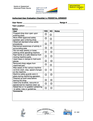 Grinder Checklist  Form