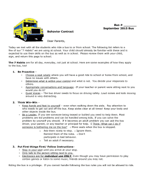 Bus Behavior Contract  Form