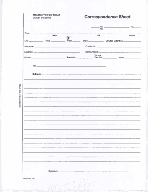 MTA New York CityTransH Correspondence Sheet Twulocal100  Form