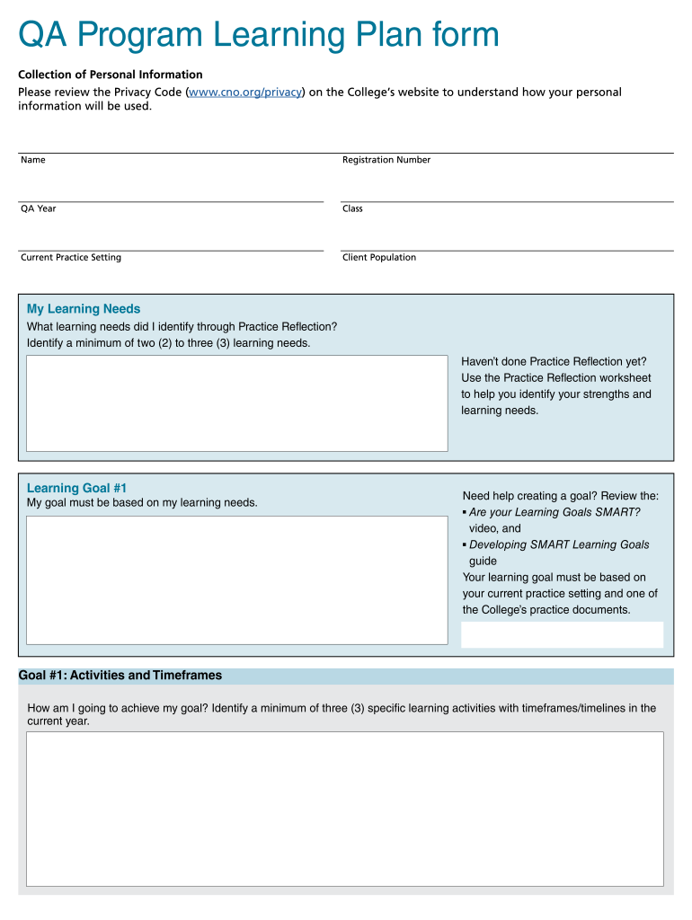 Qa Learning Plan  Form