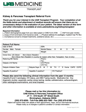 Uab Kidney Transplant Referral Form