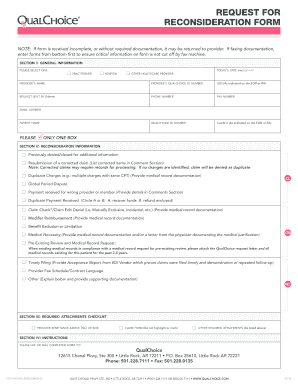 REQUEST for RECONSIDERATION FORM Qual Choice
