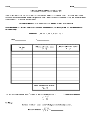 9 4 Calculating Standard Deviation  Form