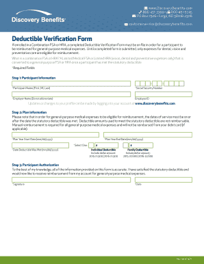 Deductible Verification Form Discovery Benefits