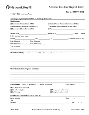 Adverse Incident Report  Form
