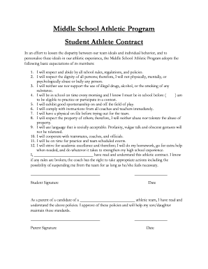 Student Athlete Contract  Form