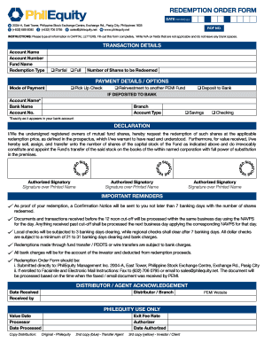  Philequity Redemption Form 2013-2024
