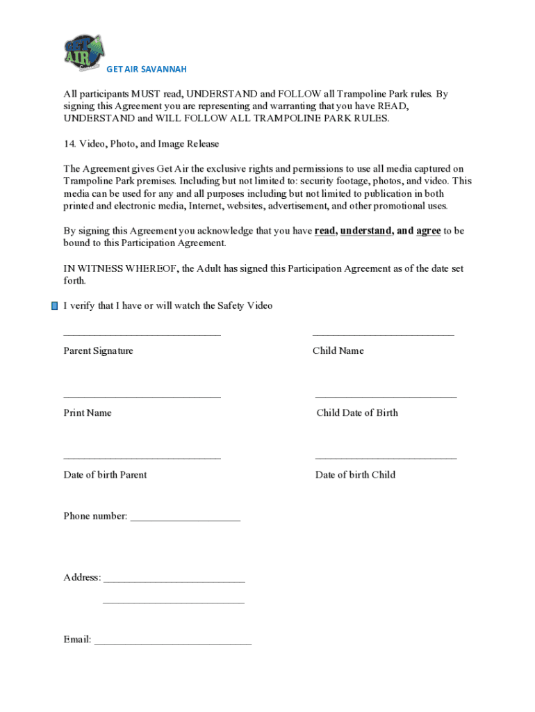 Get and Sign Air Savannah Waiver Get  Form