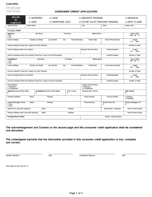 28NOV201211093145 CONSUMER CREDIT APPLICATION Acura  Form