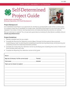 4 H 365 Self Determined Project Guide Ohio4h  Form