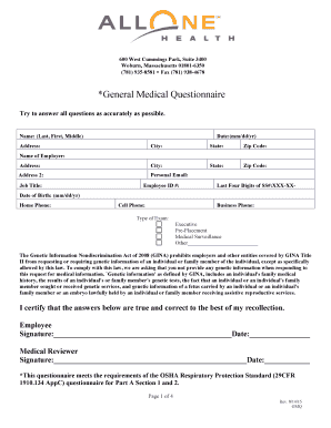 Get and Sign Medical Questionnaire 2015-2022 Form