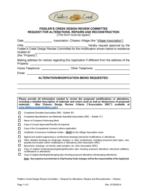 FIDDLERS CREEK DESIGN REVIEW COMMITTEE  Form