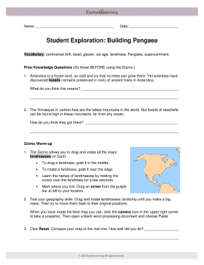 Building Pangea Gizmo Answers  Form