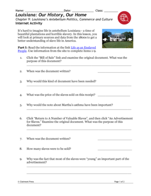 Louisiana Our History Our Home Workbook Answers  Form