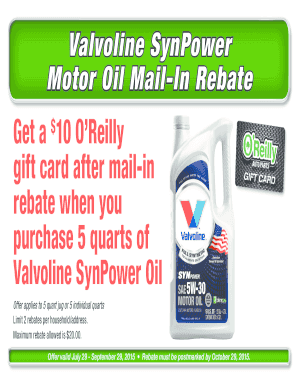 Valvoline Rebate  Form