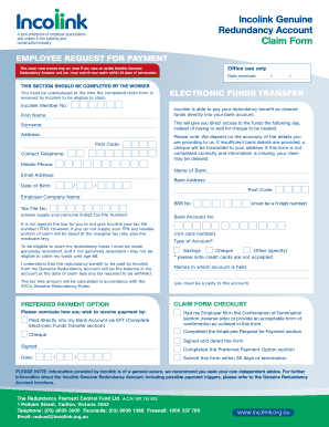 Incolink Redundancy Claim Form