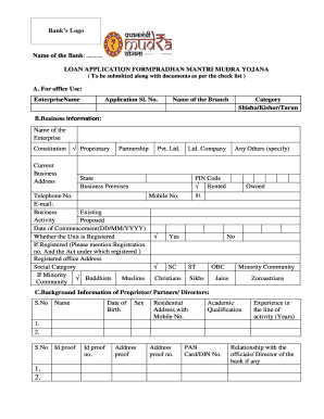 Mudra Loan Application Form PDF