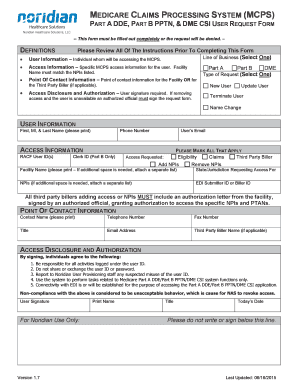 Medicare Claims Processing System User Request Form