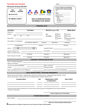 Worker Information Sheet