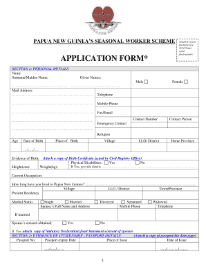 Seasonal Workers Application Form