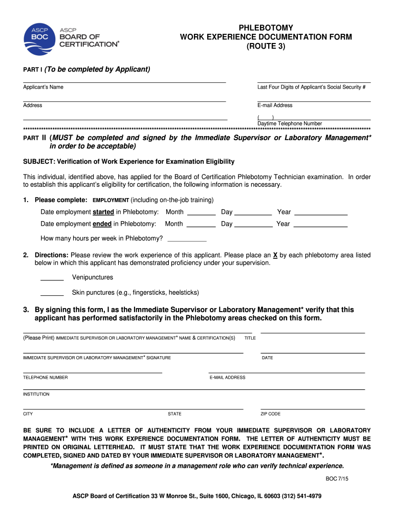  Phlebotomy Examination Form 2015-2024