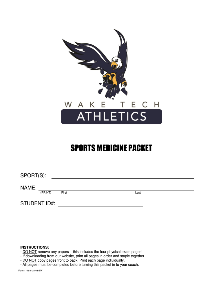 Wake Tech Sports Medicine Packet Form 2008-2024