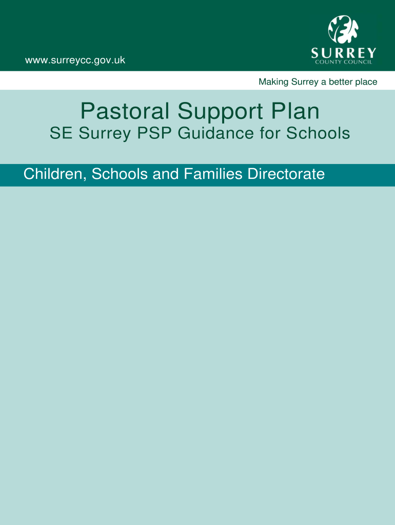 Pastoral Support Plan Template 2013-2024