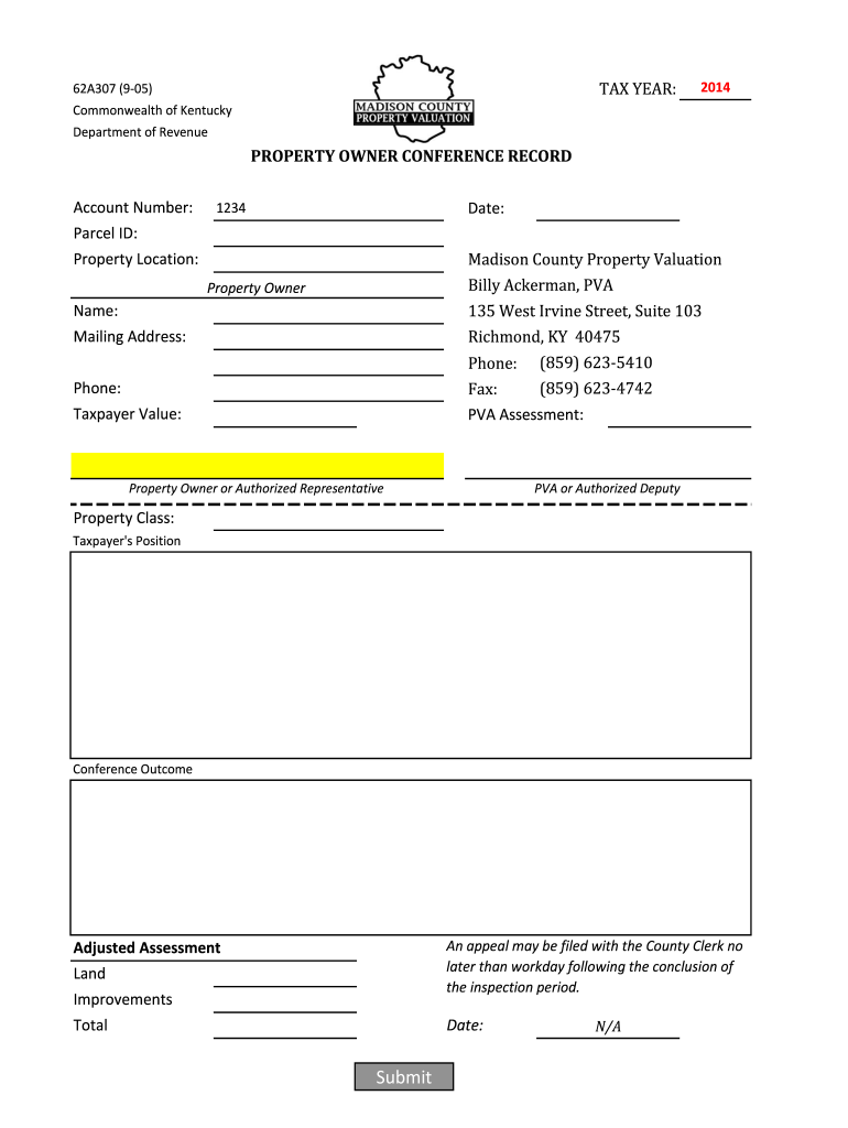 62A307 9 05 TAX YEAR Commonwealth of Kentucky Qpublic  Form