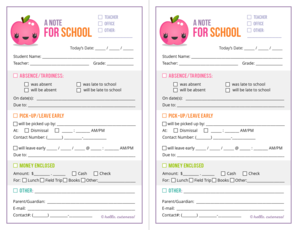 School Notes Hello Cuteness Printable School Notes Boe Mine K12 Wv  Form