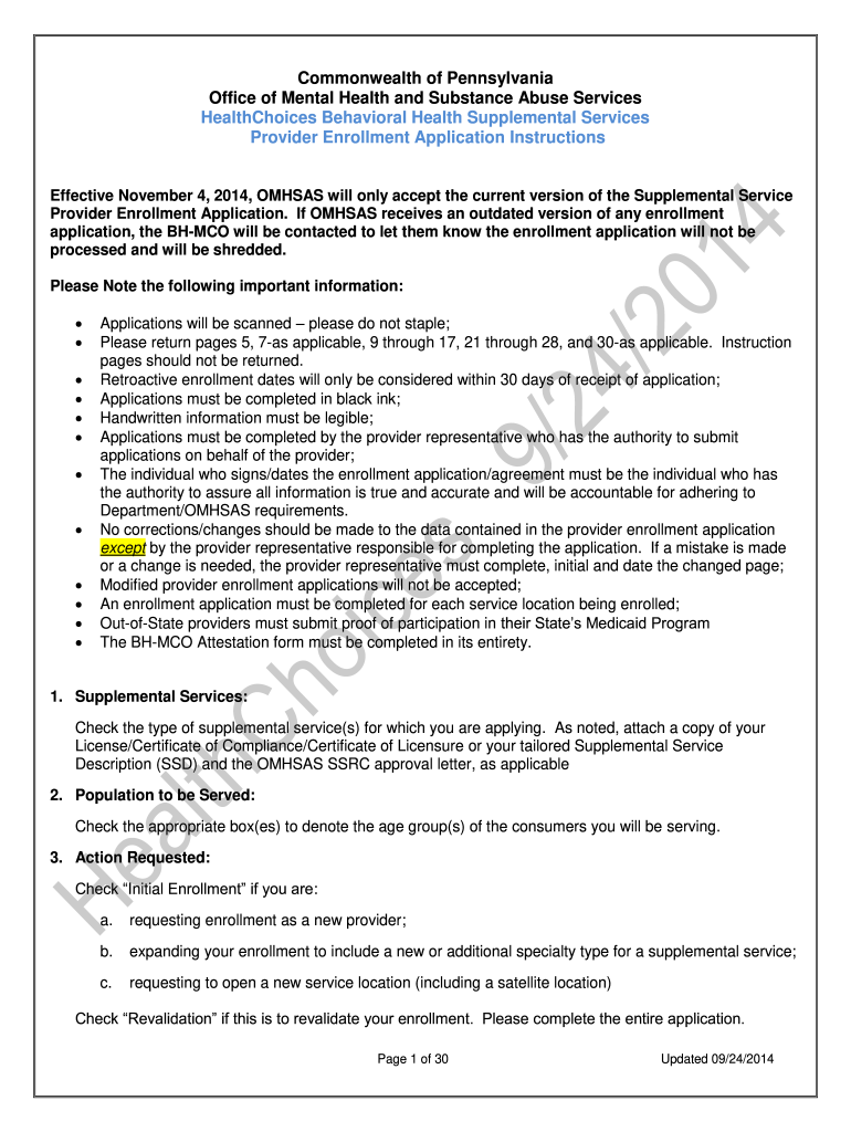  HealthChoices Behavioral Health Supplemental Services  Dbhids 2014-2024