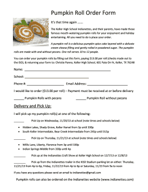 Pumpkin Roll Order Form