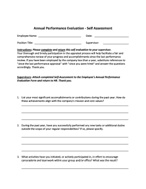 Annual Performance Evaluation Self Assessment
