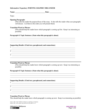 Explanatory Essay Graphic Organizer PDF  Form