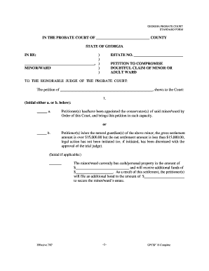  Petition to Compromise Doubtful Claim of Minor 2007