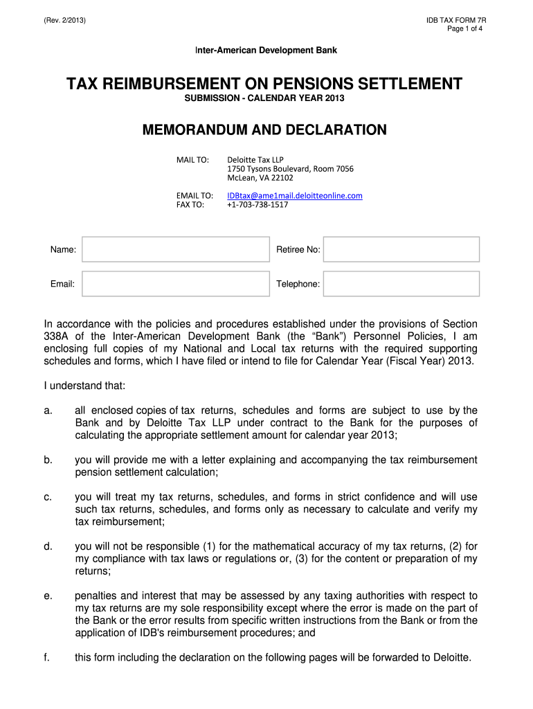 IDB TAX FORM 7R Ajbid