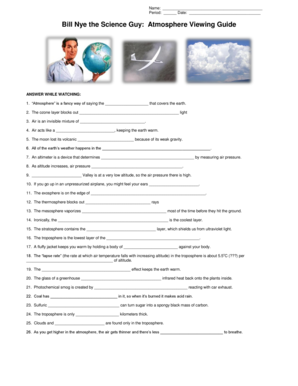 Bill Nye Atmosphere Worksheet Answers PDF  Form