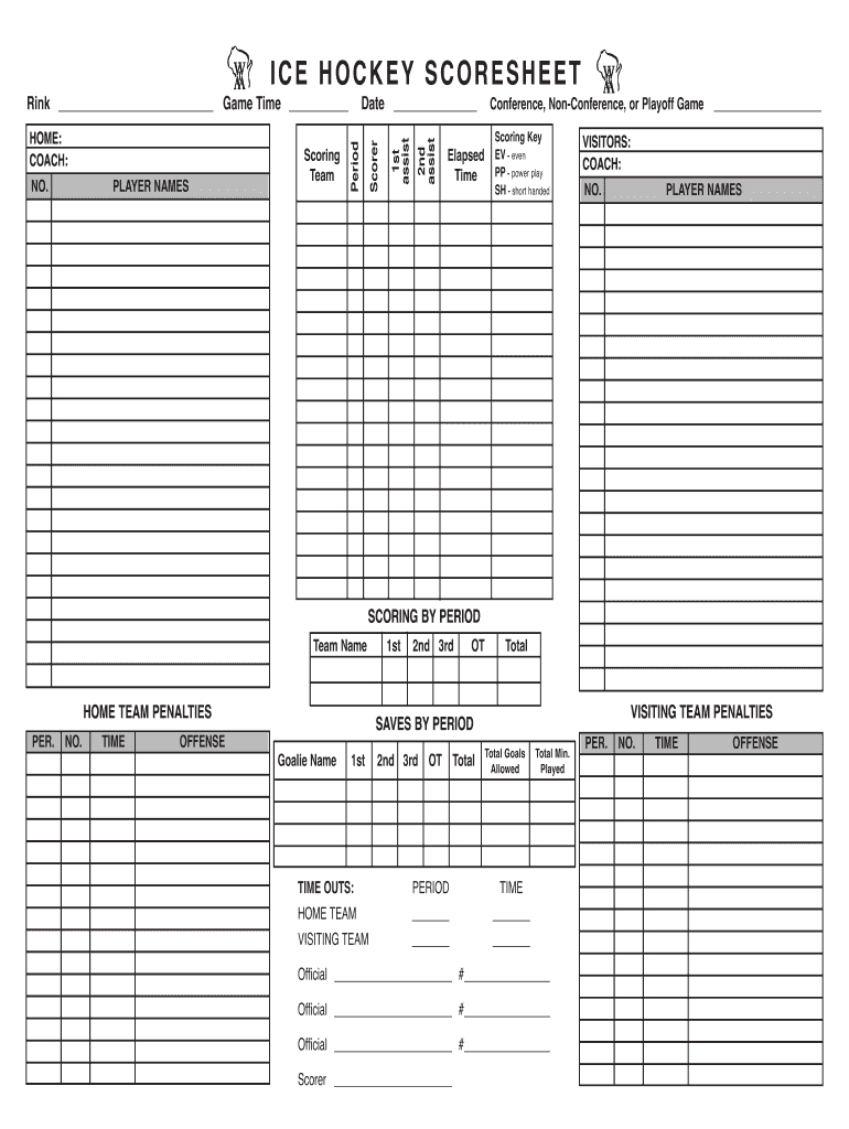 Hockey Scoresheet  Form