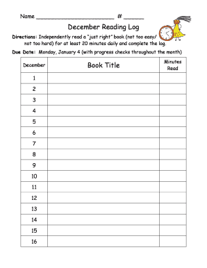 December Reading Log  Form