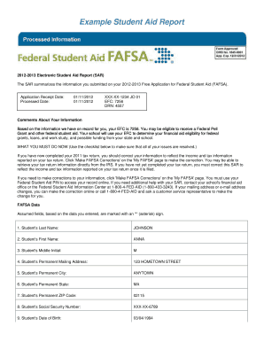 Student Aid Report Example  Form