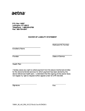  Aetna Waiver of Liability 2011