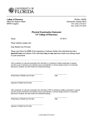 Uf College of Pharmacy Physical Form