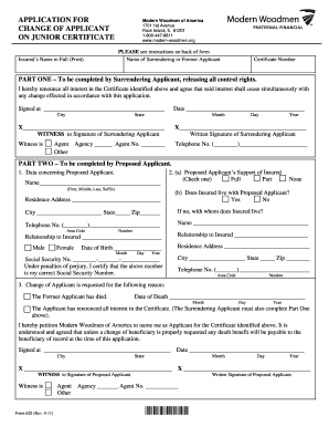 Applicant Change Form Modern Woodmen of America Modern Woodmen