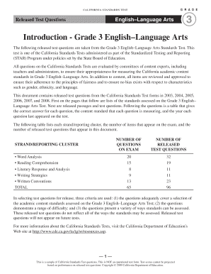 California Standards Test Grade 3 English Language Arts  Form