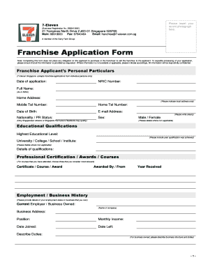 Franchise Application Form 7 Eleven