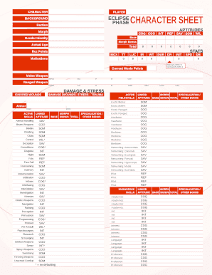 Eclipse Phase 2e Character Sheet  Form