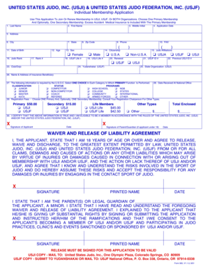 USJF Registration Form United States Judo Federation
