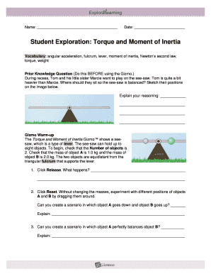 Moment of Inertia Gizmo Answer Key PDF  Form