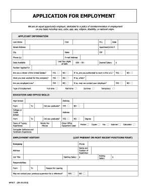 APPLICATION for EMPLOYMENT Creating Workforce Solutions  Form