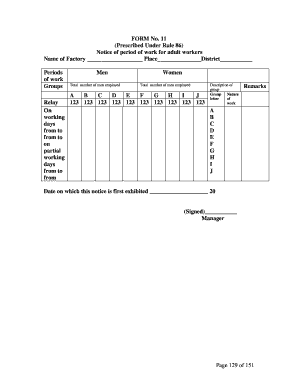 Form No 11 Shift Approval