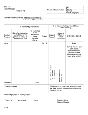 Treasury Rule 92 Challan Form